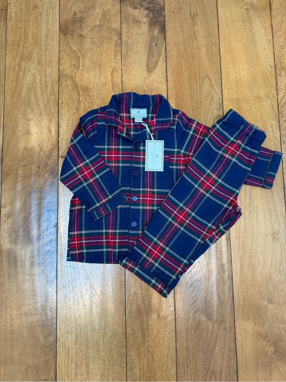 NWT Petite Plume Windsor Tartan Plaid Pajama Set Size 3 Christmas PJs